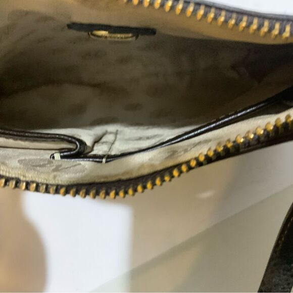 Monsac Purse Dark Brown Patent Shiny leather shoulder bag small - Picture 13 of 13